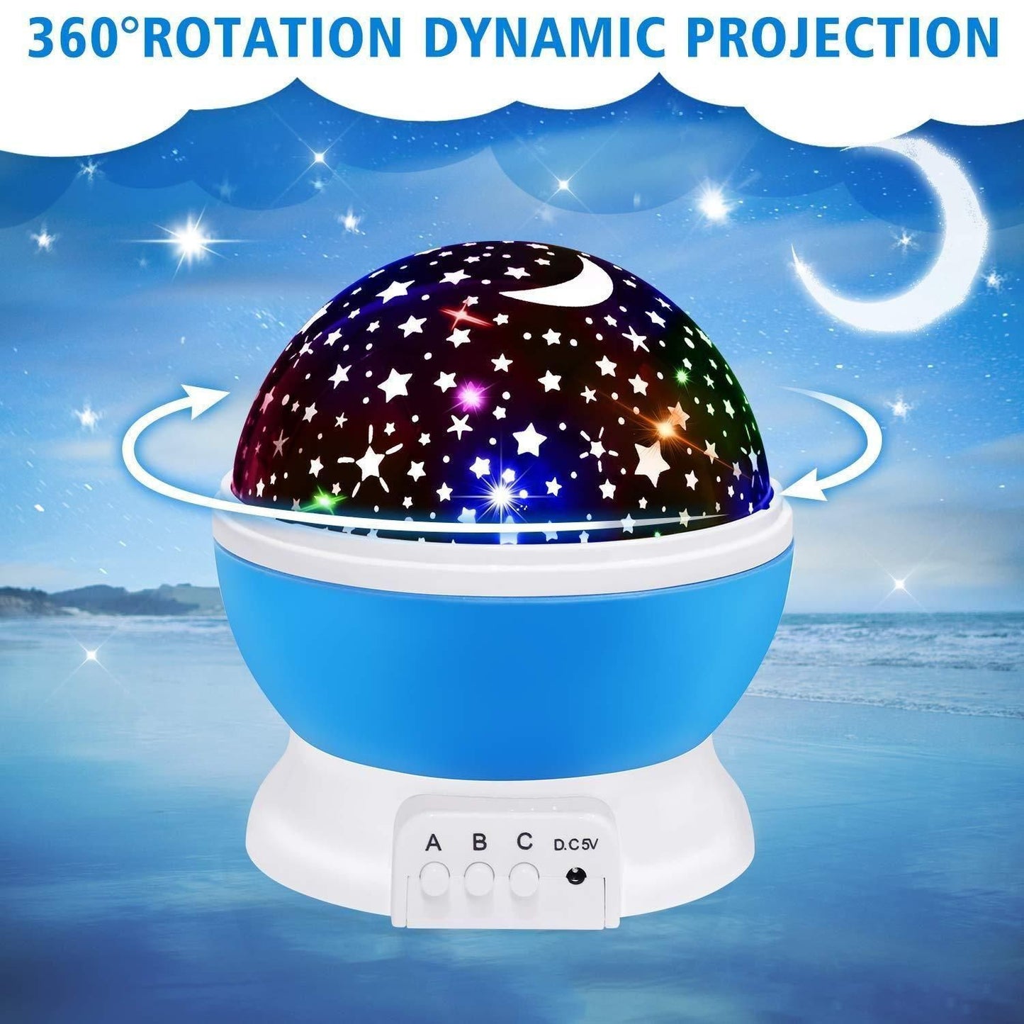 Star Master Rotating 360 Degree Moon Night Light Lamp Projector with Colors