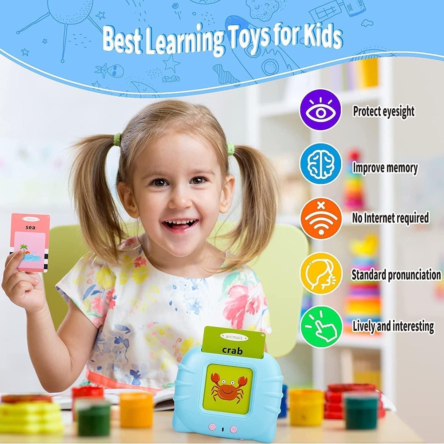 KiddiesCart™ Interactive Talking Flash Cards – Fun Early Learning Toy for Kids