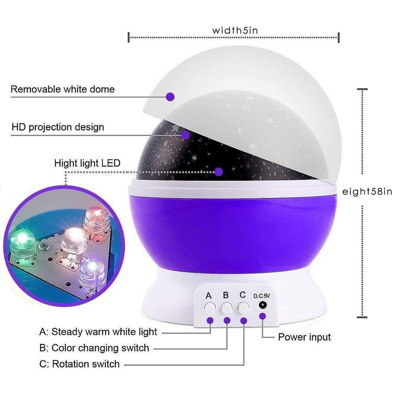 Star Master Rotating 360 Degree Moon Night Light Lamp Projector with Colors