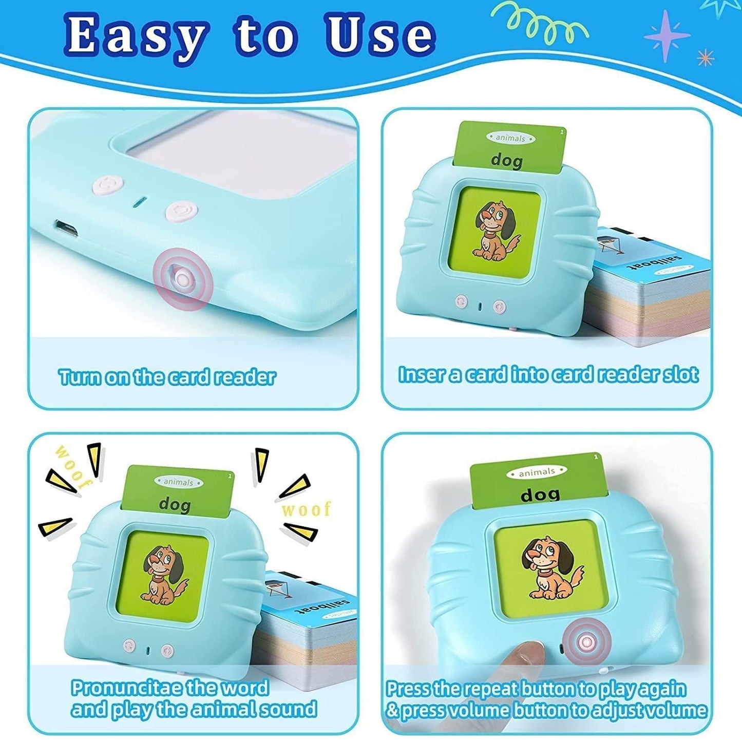 KiddiesCart™ Interactive Talking Flash Cards – Fun Early Learning Toy for Kids
